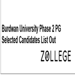 Burdwan University Phase 2 PG Selected Candidates List Out